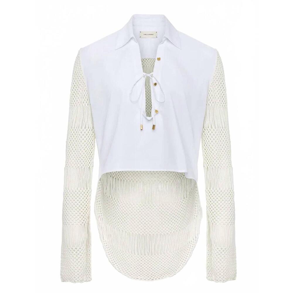 NEW HELLESSY women's rhys crochet shirt in white